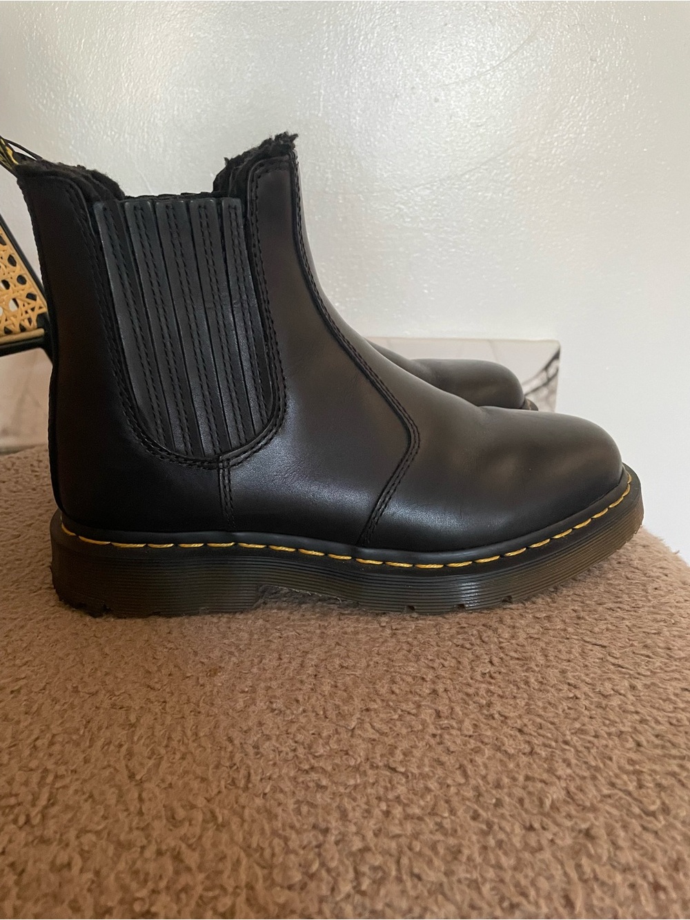 Dr Marten Black Chelsea Boots with Yellow Stitching size 7